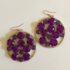 Purple stone circle earrings